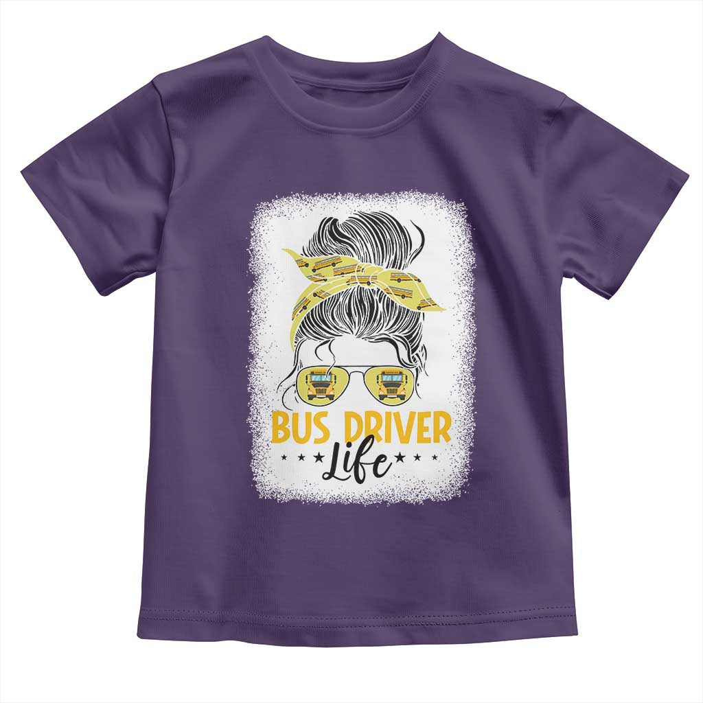 Messy Bun School Bus Driver Life Toddler T Shirt TS14 Purple Print Your Wear
