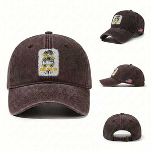 Messy Bun School Bus Driver Life Washed Cotton Baseball Cap TS14 Washed Cap Universal Fit Dark Brown Print Your Wear