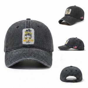 Messy Bun School Bus Driver Life Washed Cotton Baseball Cap TS14 Washed Cap Universal Fit Dark Gray Print Your Wear