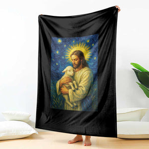 Jesus Christian Throw Blanket Hug Lamb Starry Night Van Gogh TS14 Print Your Wear