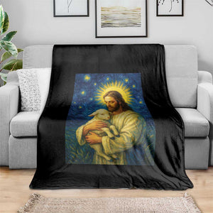 Jesus Christian Throw Blanket Hug Lamb Starry Night Van Gogh TS14 Print Your Wear