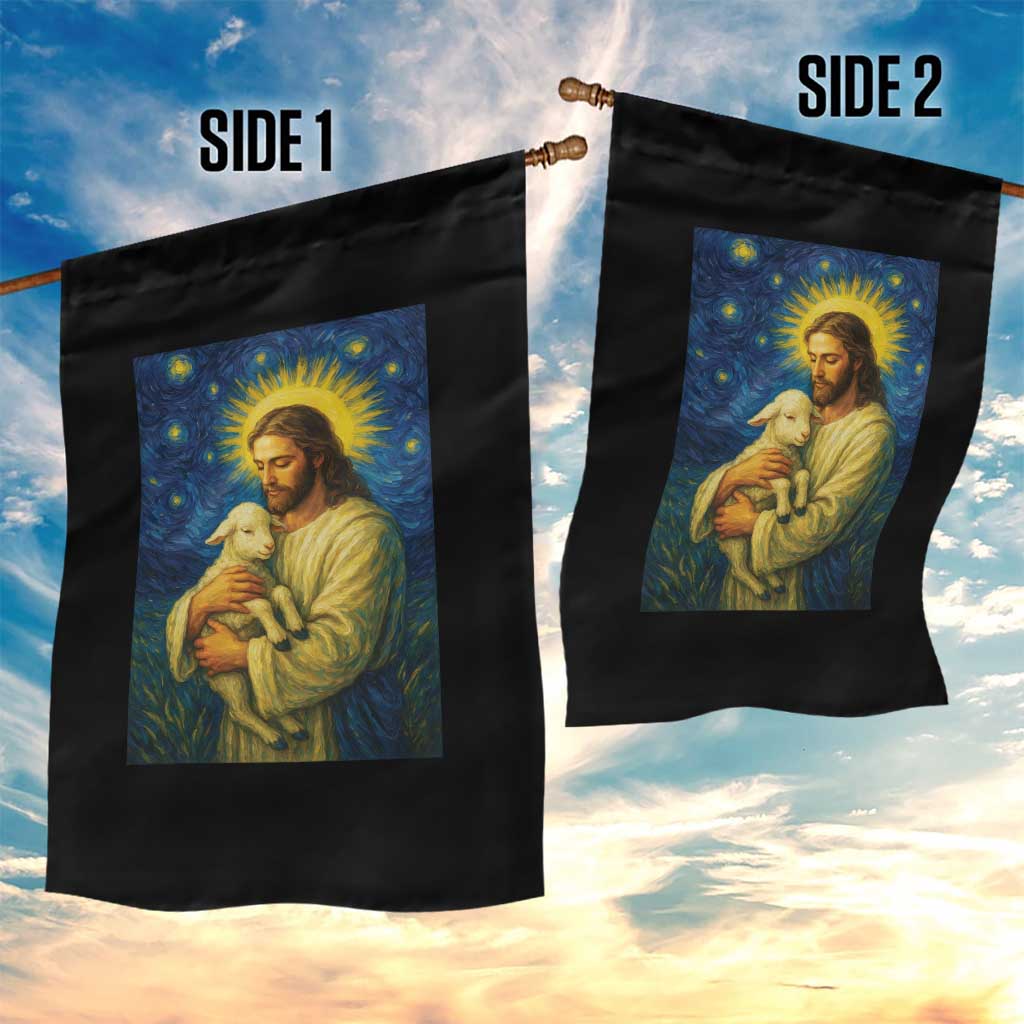 Jesus Christian Garden Flag Hug Lamb Starry Night Van Gogh TS14 Print Your Wear