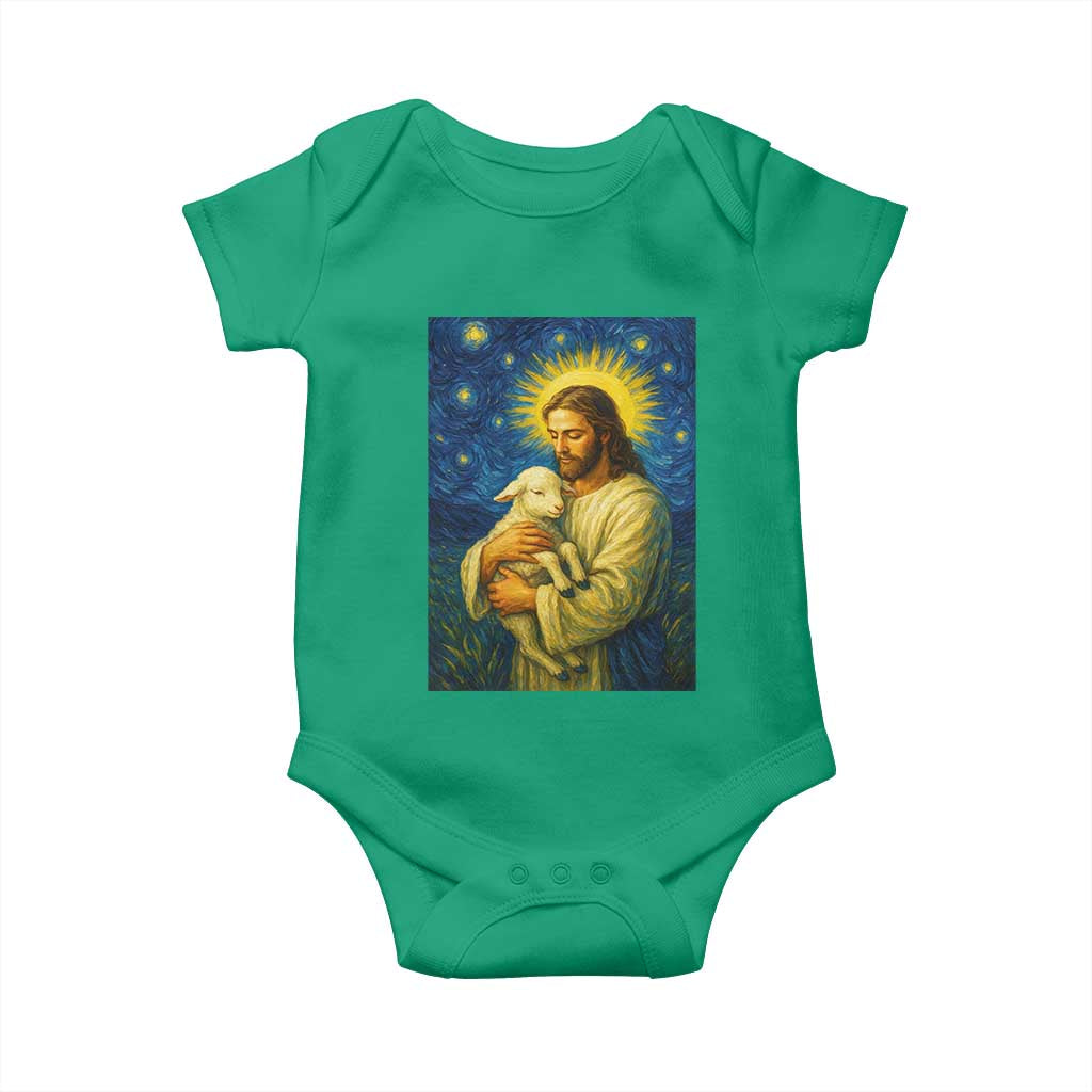 Jesus Christian Baby Onesie Hug Lamb Starry Night Van Gogh TS14 Irish Green Print Your Wear