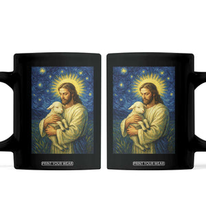 Jesus Christian Coffee Mug Hug Lamb Starry Night Van Gogh TS14 Black Print Your Wear