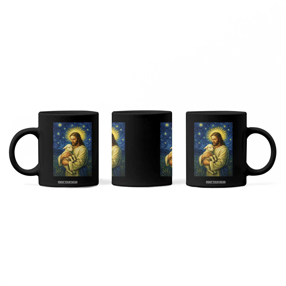 Jesus Christian Coffee Mug Hug Lamb Starry Night Van Gogh TS14 Print Your Wear