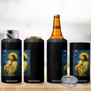 Jesus Christian 4 in 1 Can Cooler Tumbler Hug Lamb Starry Night Van Gogh TS14 Print Your Wear