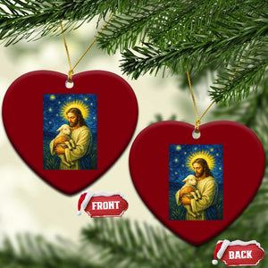 Jesus Christian Ceramic Ornament Hug Lamb Starry Night Van Gogh TS14 Print Your Wear