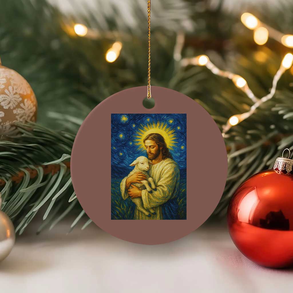 Jesus Christian Ceramic Ornament Hug Lamb Starry Night Van Gogh TS14 1pc Mocha Print Your Wear