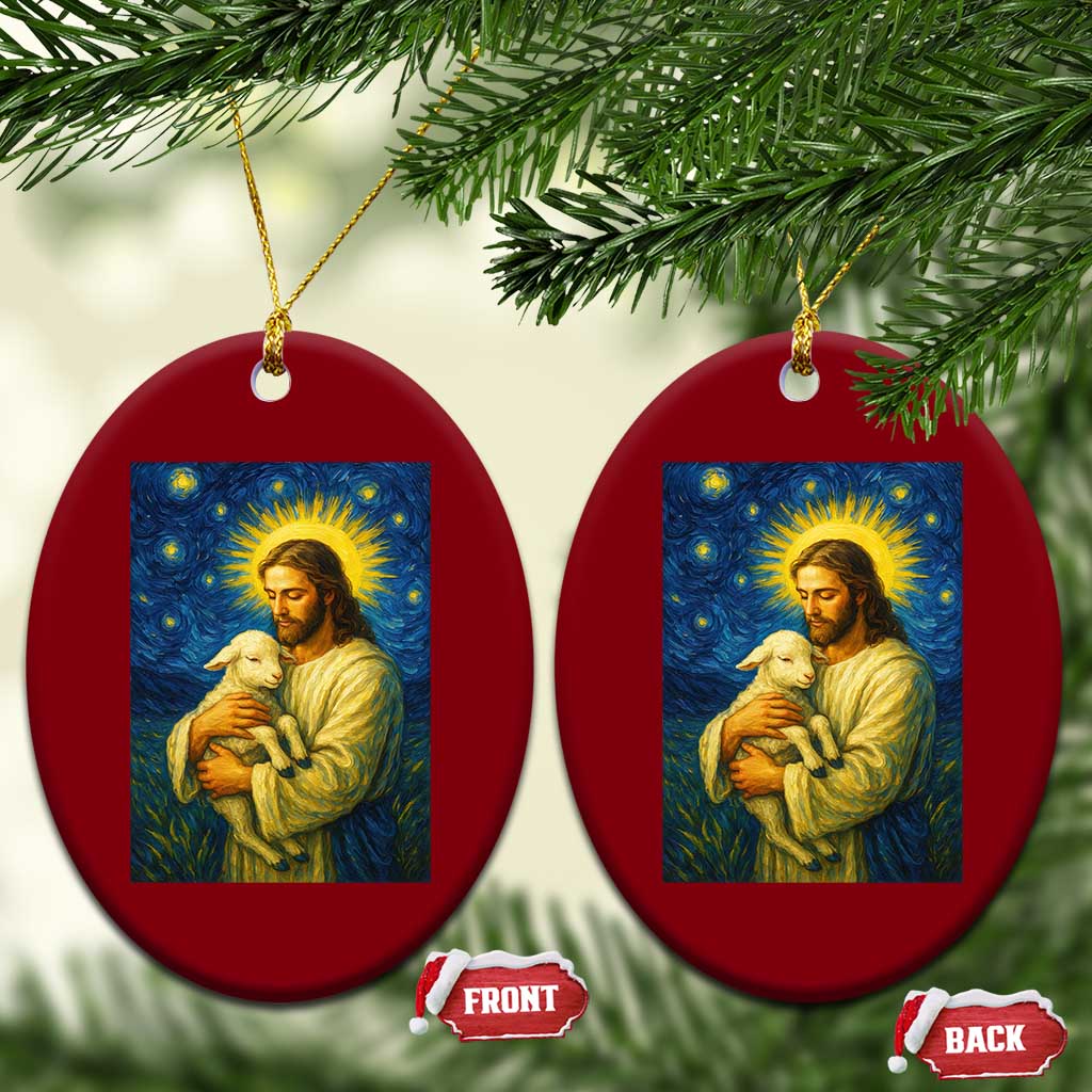 Jesus Christian Ceramic Ornament Hug Lamb Starry Night Van Gogh TS14 Print Your Wear