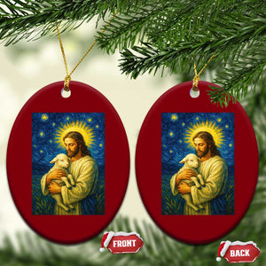 Jesus Christian Ceramic Ornament Hug Lamb Starry Night Van Gogh TS14 Print Your Wear