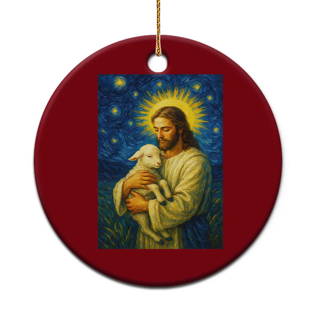 Jesus Christian Ceramic Ornament Hug Lamb Starry Night Van Gogh TS14 1pc Red Print Your Wear