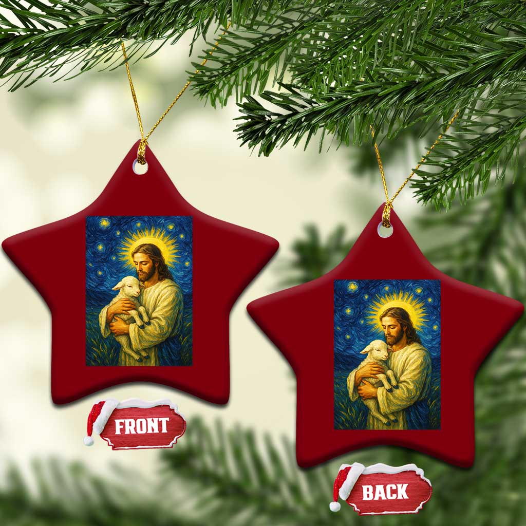 Jesus Christian Ceramic Ornament Hug Lamb Starry Night Van Gogh TS14 Print Your Wear