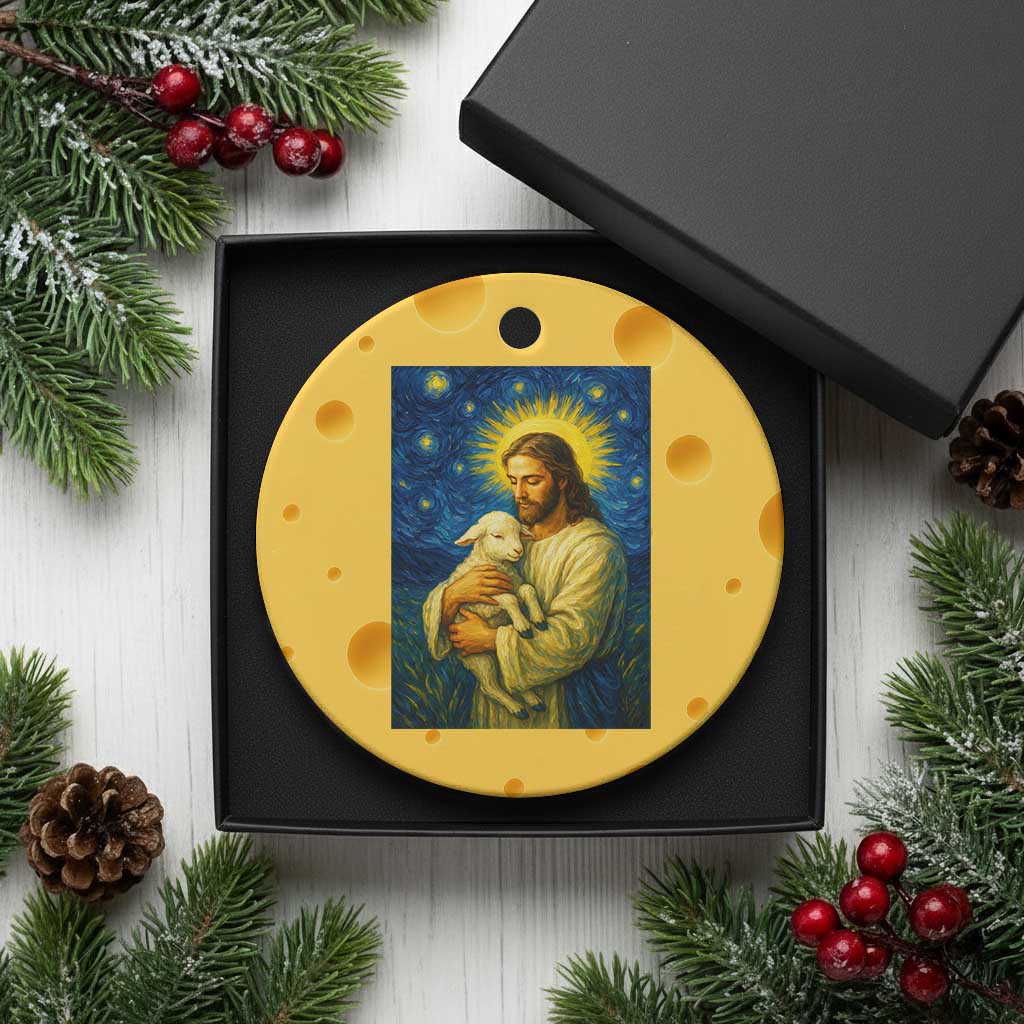 Jesus Christian Ceramic Ornament Hug Lamb Starry Night Van Gogh TS14 1pc Yellow Cheese Print Your Wear