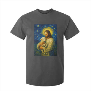 Jesus Christian T Shirt For Kid Hug Lamb Starry Night Van Gogh TS14 Dark Heather Print Your Wear