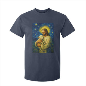 Jesus Christian T Shirt For Kid Hug Lamb Starry Night Van Gogh TS14 Navy Print Your Wear