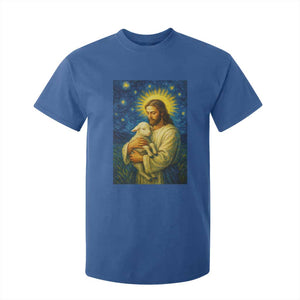 Jesus Christian T Shirt For Kid Hug Lamb Starry Night Van Gogh TS14 Royal Blue Print Your Wear