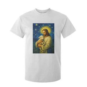 Jesus Christian T Shirt For Kid Hug Lamb Starry Night Van Gogh TS14 White Print Your Wear