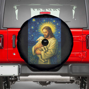 Jesus Christian Spare Tire Cover Hug Lamb Starry Night Van Gogh TS14 Black Print Your Wear