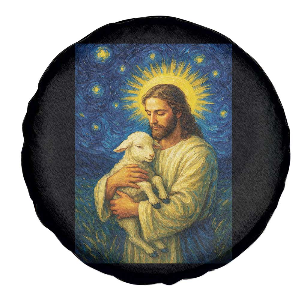 Jesus Christian Spare Tire Cover Hug Lamb Starry Night Van Gogh TS14 Print Your Wear