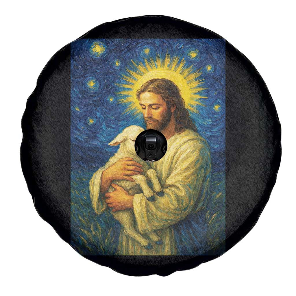 Jesus Christian Spare Tire Cover Hug Lamb Starry Night Van Gogh TS14 Print Your Wear