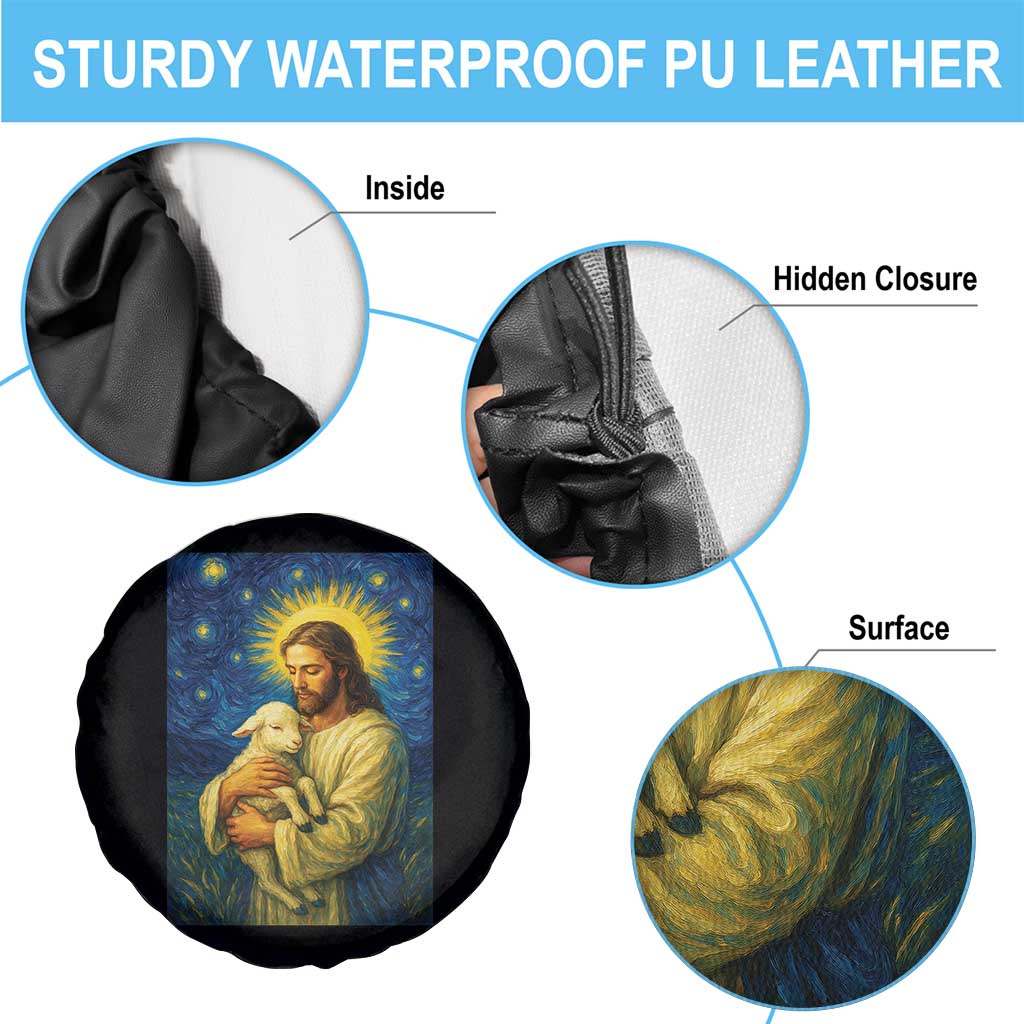 Jesus Christian Spare Tire Cover Hug Lamb Starry Night Van Gogh TS14 Print Your Wear