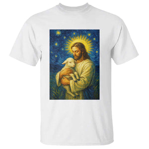 Jesus Christian T Shirt Hug Lamb Starry Night Van Gogh TS14 White Print Your Wear