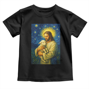 Jesus Christian Toddler T Shirt Hug Lamb Starry Night Van Gogh TS14 Black Print Your Wear