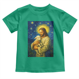 Jesus Christian Toddler T Shirt Hug Lamb Starry Night Van Gogh TS14 Irish Green Print Your Wear