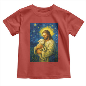 Jesus Christian Toddler T Shirt Hug Lamb Starry Night Van Gogh TS14 Red Print Your Wear