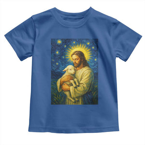 Jesus Christian Toddler T Shirt Hug Lamb Starry Night Van Gogh TS14 Royal Blue Print Your Wear