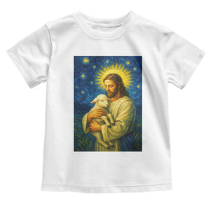 Jesus Christian Toddler T Shirt Hug Lamb Starry Night Van Gogh TS14 White Print Your Wear