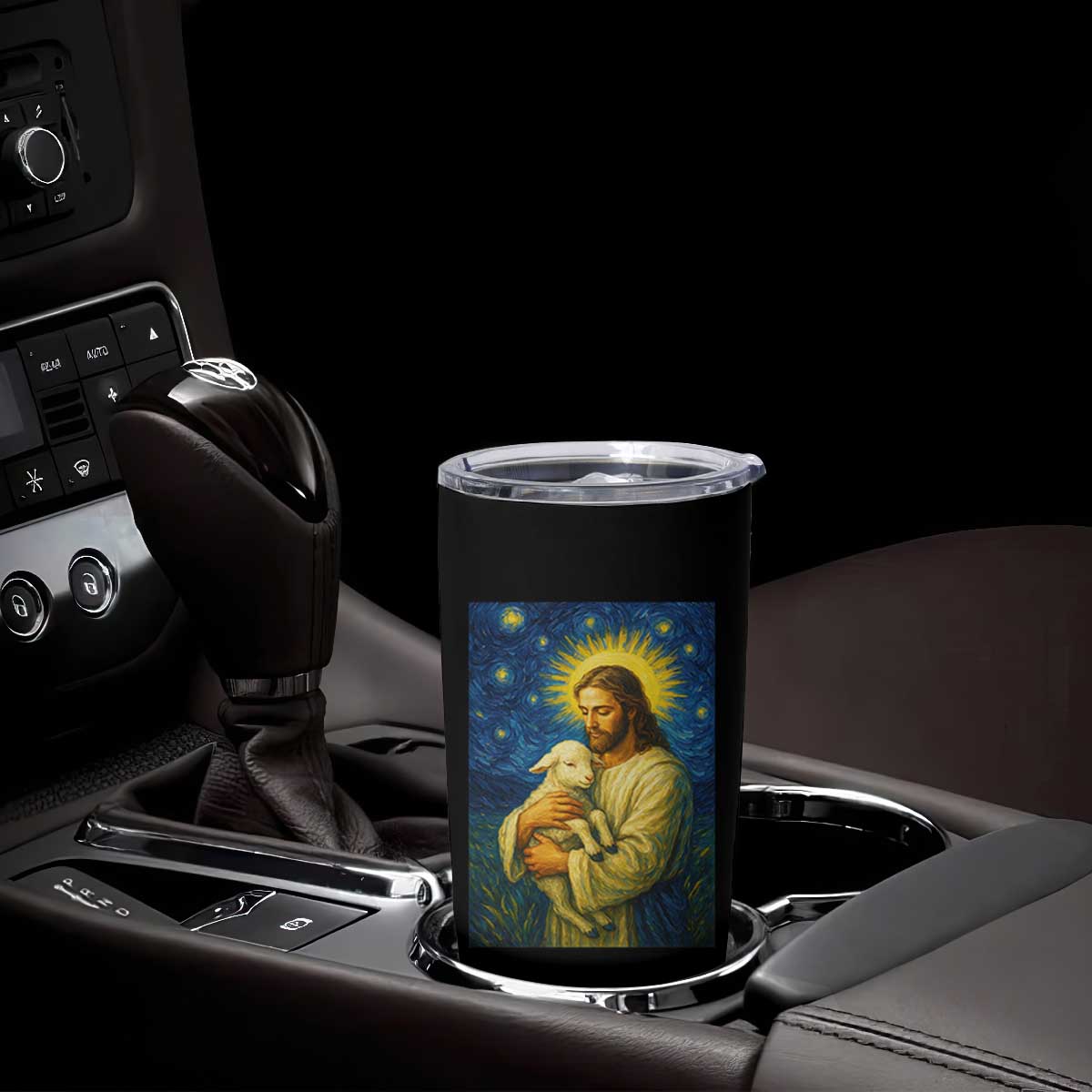 Jesus Christian Tumbler Cup Hug Lamb Starry Night Van Gogh TS14 Print Your Wear