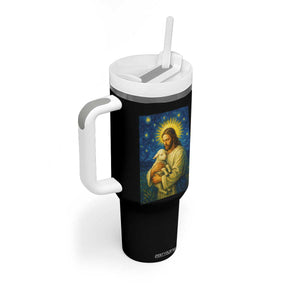 Jesus Christian Tumbler With Handle Hug Lamb Starry Night Van Gogh TS14 Print Your Wear