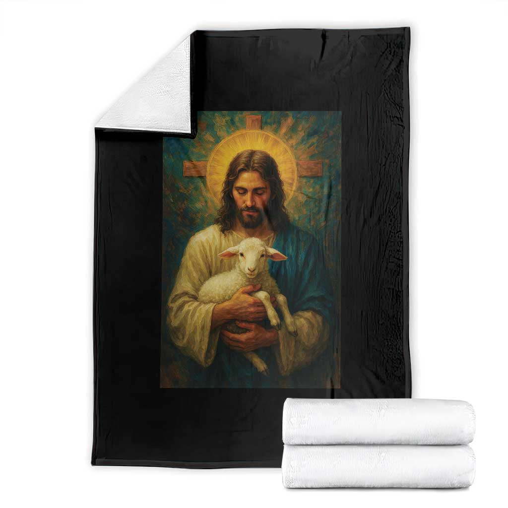 Jesus Christian Throw Blanket Hug Lamb Faith Easter TS14 Black Print Your Wear