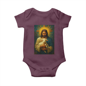 Jesus Christian Baby Onesie Hug Lamb Faith Easter TS14 Maroon Print Your Wear