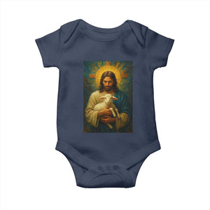 Jesus Christian Baby Onesie Hug Lamb Faith Easter TS14 Navy Print Your Wear