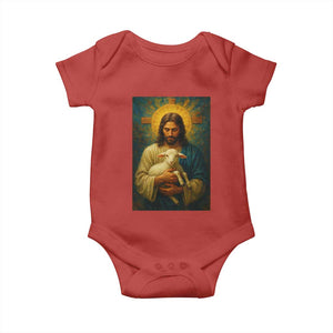 Jesus Christian Baby Onesie Hug Lamb Faith Easter TS14 Red Print Your Wear