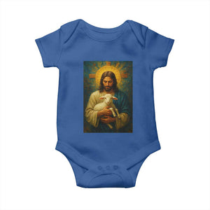 Jesus Christian Baby Onesie Hug Lamb Faith Easter TS14 Royal Blue Print Your Wear