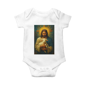 Jesus Christian Baby Onesie Hug Lamb Faith Easter TS14 White Print Your Wear