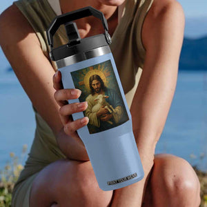 Jesus Christian Flip Straw Tumbler Hug Lamb Faith Easter TS14 One Size: 30 oz Light Blue Print Your Wear