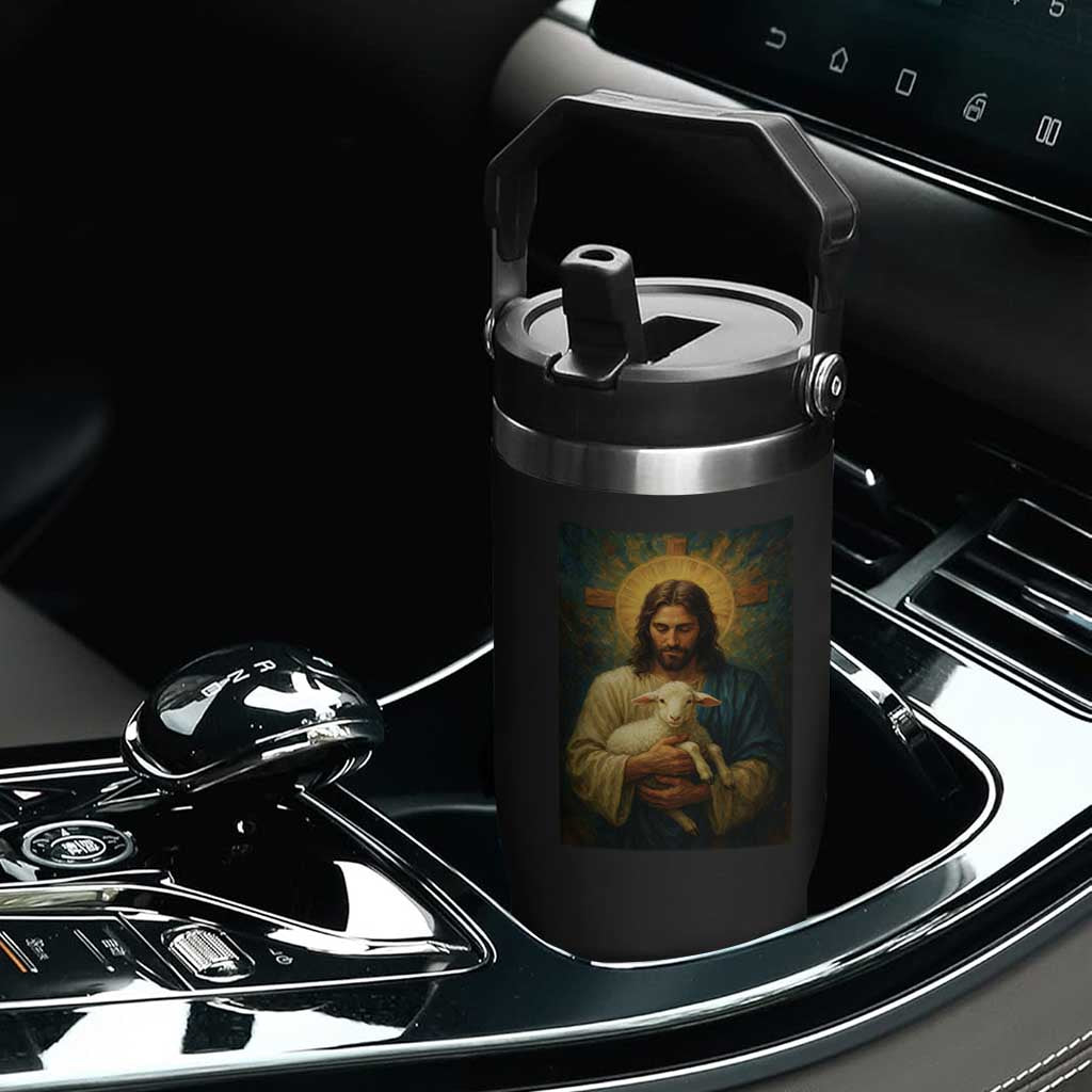 Jesus Christian Flip Straw Tumbler Hug Lamb Faith Easter TS14 Print Your Wear