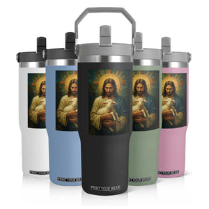 Jesus Christian Flip Straw Tumbler Hug Lamb Faith Easter TS14 Print Your Wear