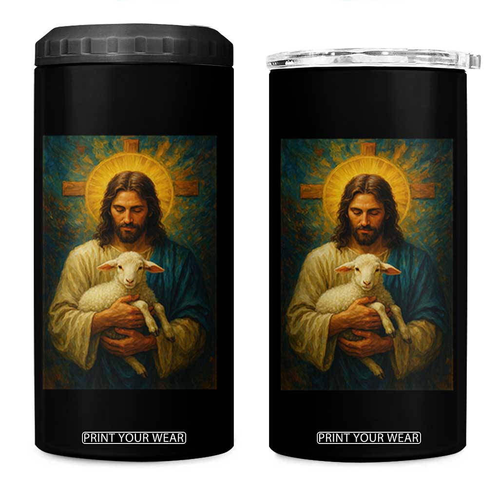 Jesus Christian 4 in 1 Can Cooler Tumbler Hug Lamb Faith Easter TS14 One Size: 16 oz Black Print Your Wear