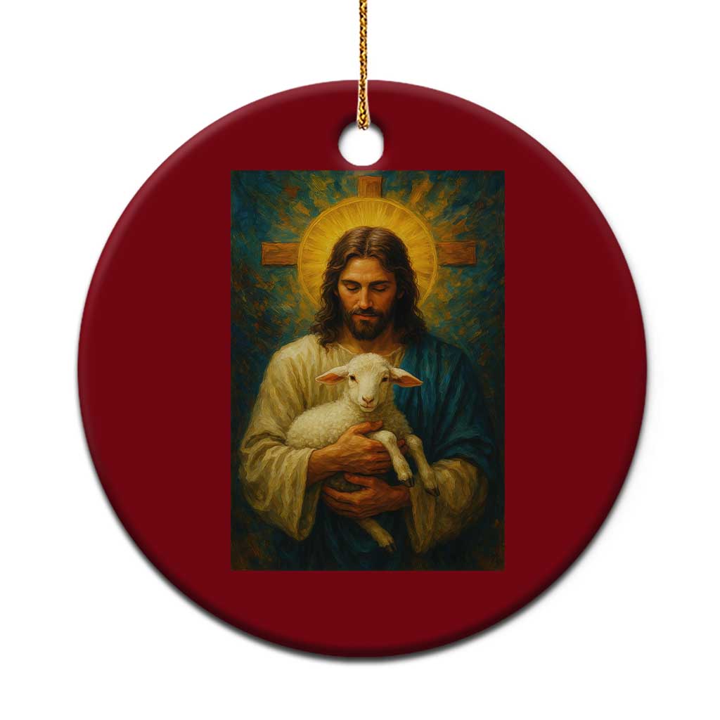 Jesus Christian Ceramic Ornament Hug Lamb Faith Easter - Print Your Wear