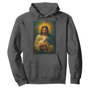 Jesus Christian Hoodie Hug Lamb Faith Easter TS14 Dark Heather Print Your Wear