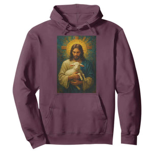 Jesus Christian Hoodie Hug Lamb Faith Easter TS14 Maroon Print Your Wear