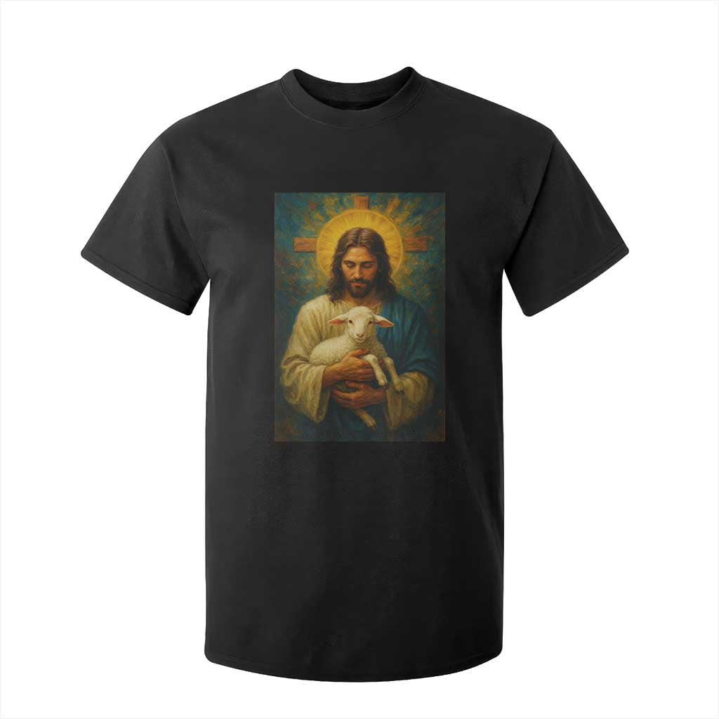 Jesus Christian T Shirt For Kid Hug Lamb Faith Easter TS14 Black Print Your Wear