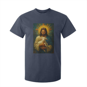 Jesus Christian T Shirt For Kid Hug Lamb Faith Easter TS14 Navy Print Your Wear