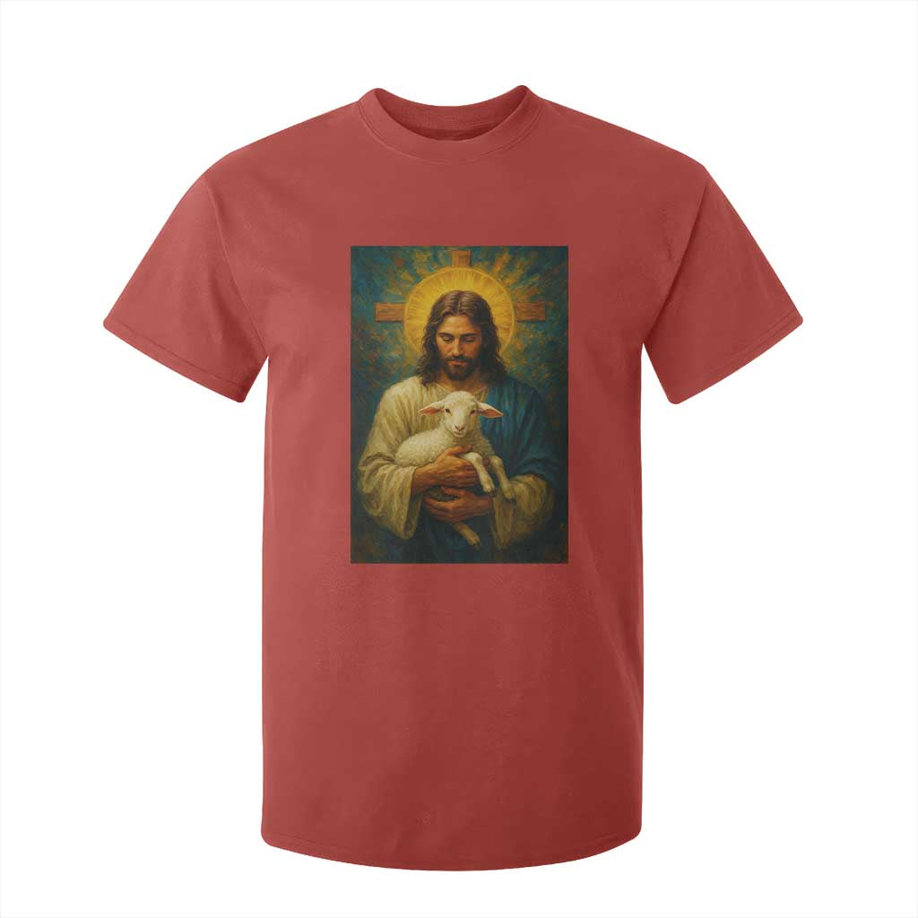 Jesus Christian T Shirt For Kid Hug Lamb Faith Easter TS14 Red Print Your Wear
