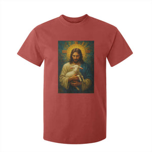 Jesus Christian T Shirt For Kid Hug Lamb Faith Easter TS14 Red Print Your Wear